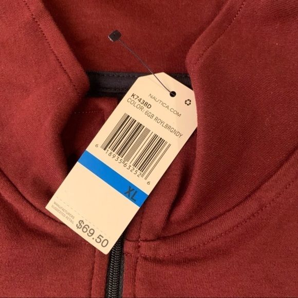 Nautica men’s navtech quarter zip maroon lightweight slim fit sweatshirt - XL - Picture 3 of 8
